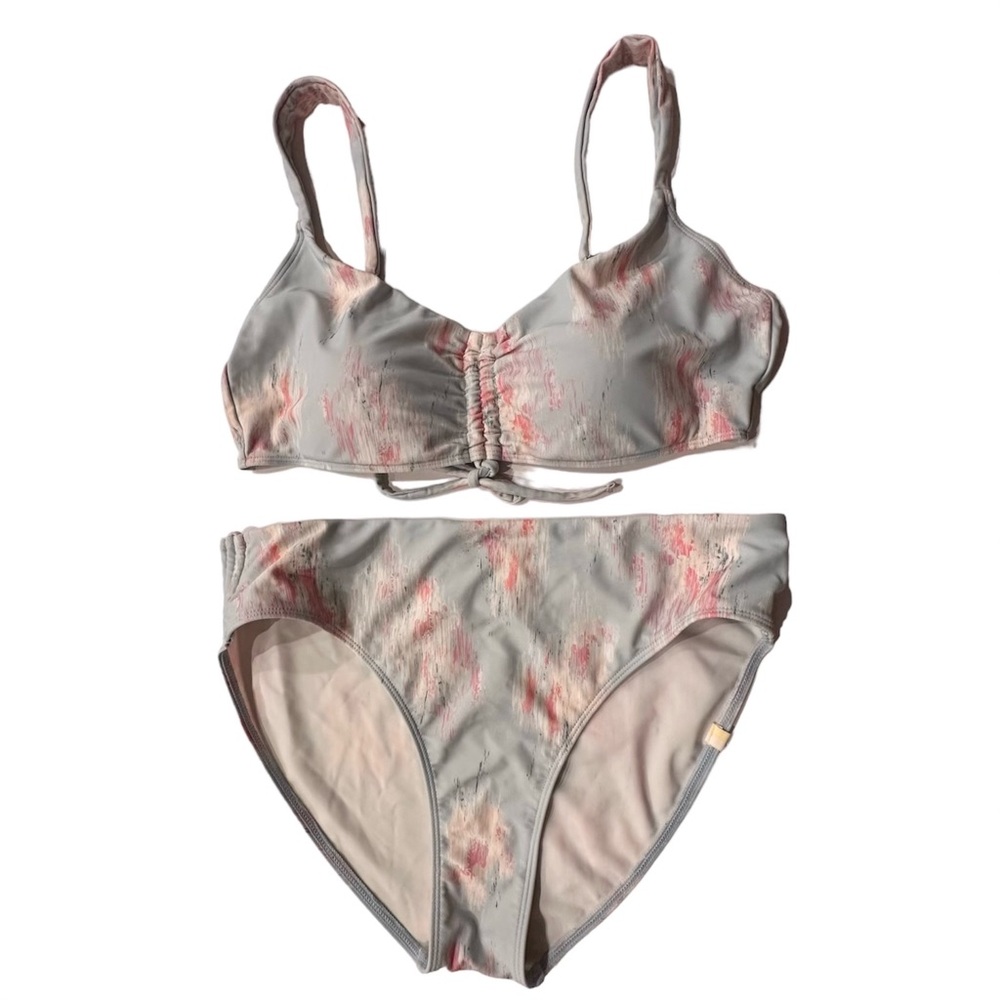 summersalt Two-Piece Bikini Set in Light Gray with Pink Wash